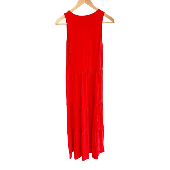 J.Crew Red Tiered Maxi Dress Womens XXS Sleeveless Peplum Sundress NWT - Picture 6 of 8